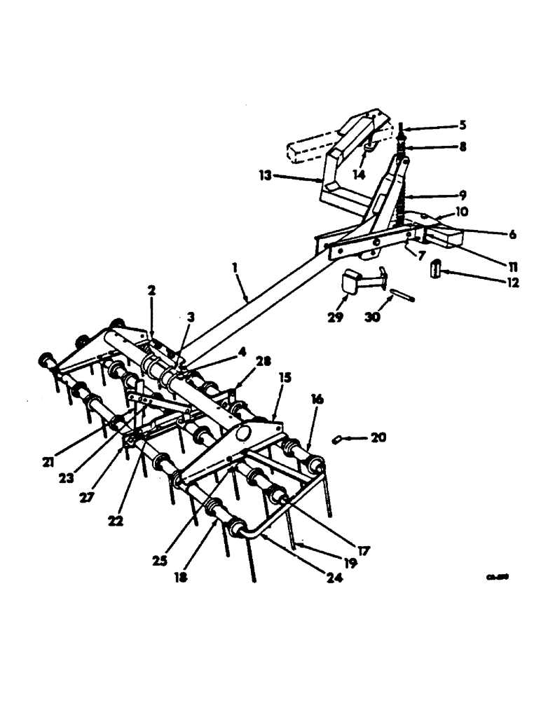 Схема запчастей Case IH 700 - (AG-27) - MULCHER, CENTER BAR AND END GUARD ATTACHMENT, FOR FOUR, FIVE AND SIX FURROW PLOWS 