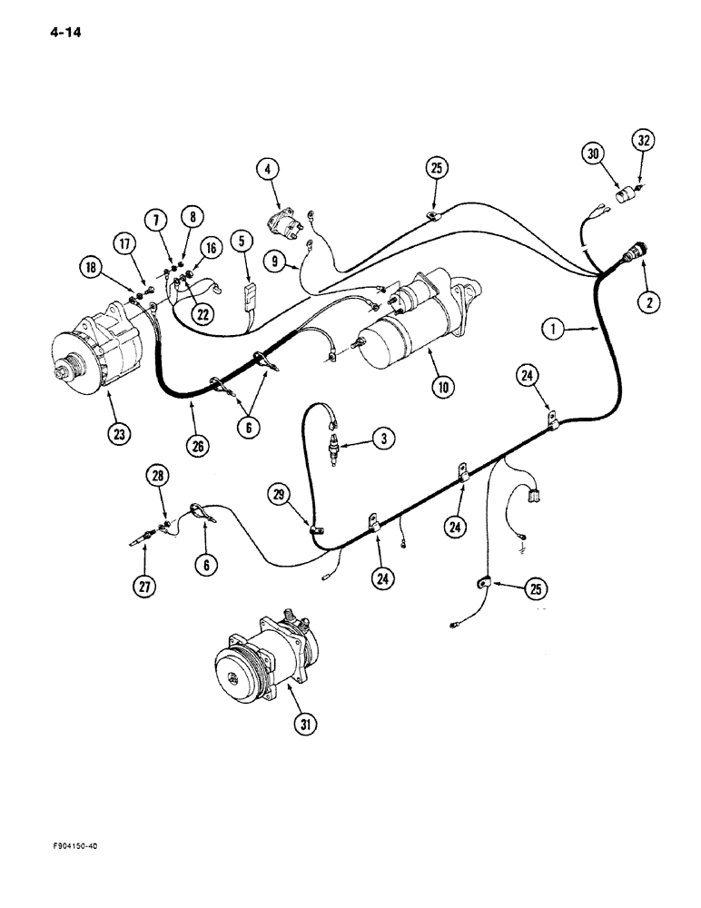 Схема запчастей Case IH 9280 - (4-14) - ENGINE HARNESS (04) - ELECTRICAL SYSTEMS