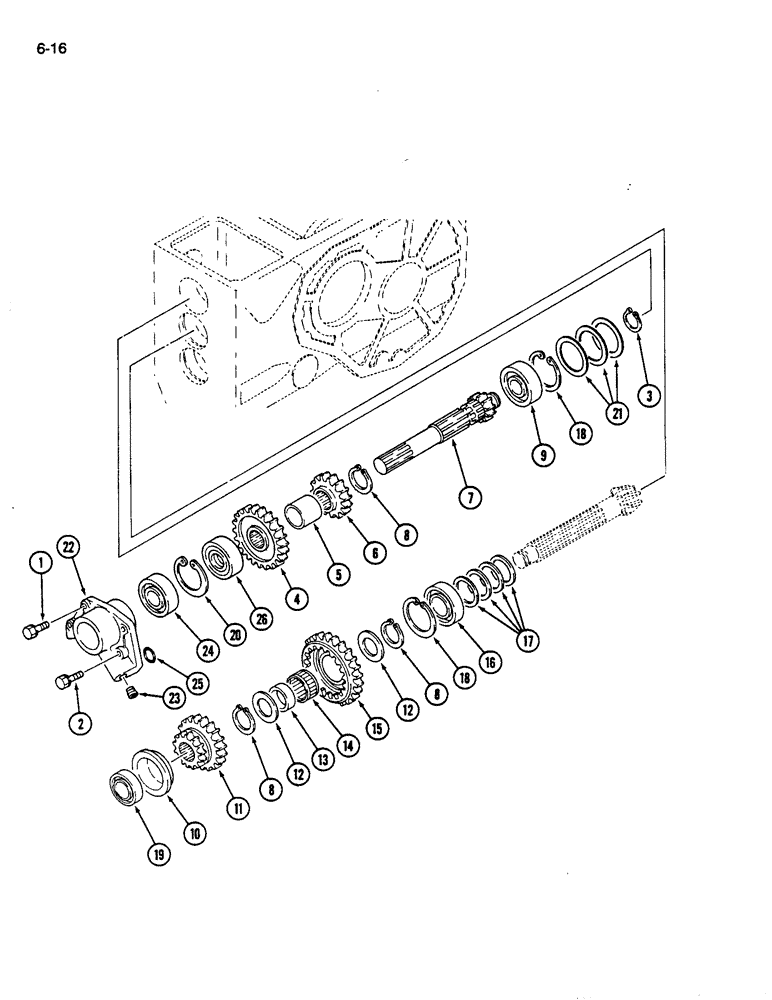 Схема запчастей Case IH 245 - (6-16) - RANGE GEARS, SYNCHROMESH TRANSMISSION (06) - POWER TRAIN