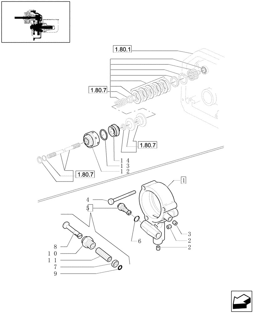 Схема запчастей Case IH JX1070U - (1.80.1/04) - (VAR.275-279) POWER SHUTTLE - HI-LO - 30-40 KMH - HYDRAULIC PTO - MANIFOLD & UNIONS (07) - HYDRAULIC SYSTEM