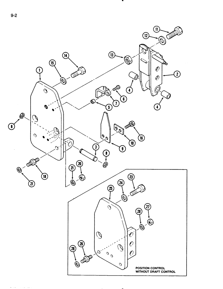 Схема запчастей Case IH 275 - (9-02) - HITCH SYSTEM, UPPER LINK BRACKET WITH DRAFT CONTROL (09) - CHASSIS/ATTACHMENTS