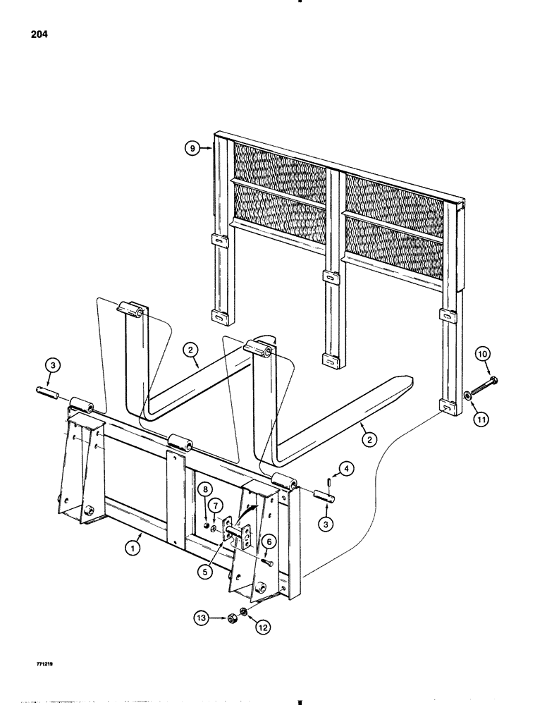 Схема запчастей Case IH 1845B - (204) - PALLET FORKS AND BRICK GUARD (09) - CHASSIS/ATTACHMENTS