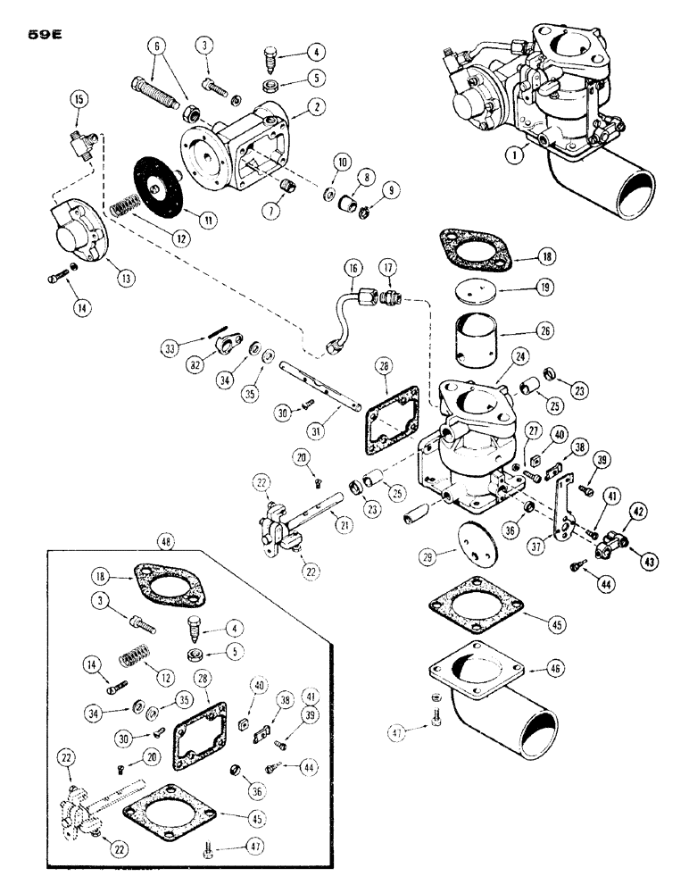 Схема запчастей Case IH 530 - (059E) - A36922 L.P.G. CARBURETOR, 530 SERIES, 159 SPARK IGNITION ENGINE (02) - ENGINE