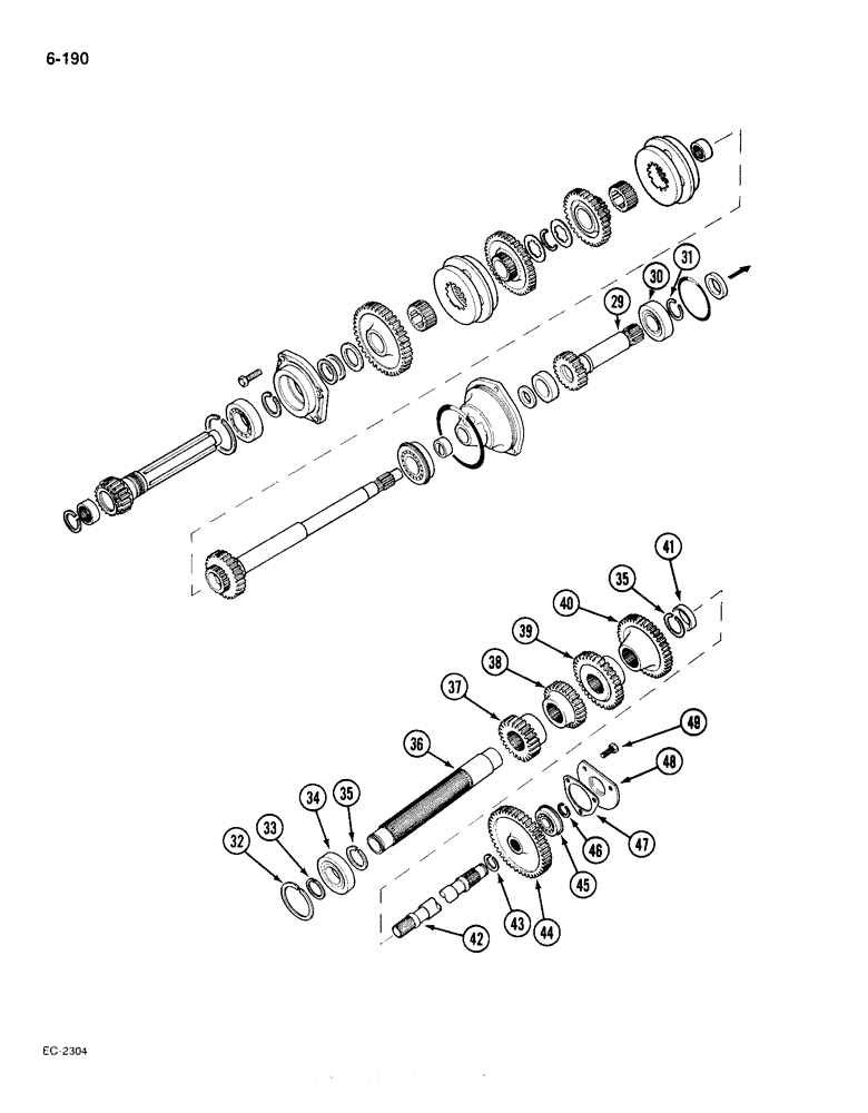 Схема запчастей Case IH 385 - (6-190) - SPEED TRANSMISSION IN CLUTCH HOUSING (CONTD) (06) - POWER TRAIN