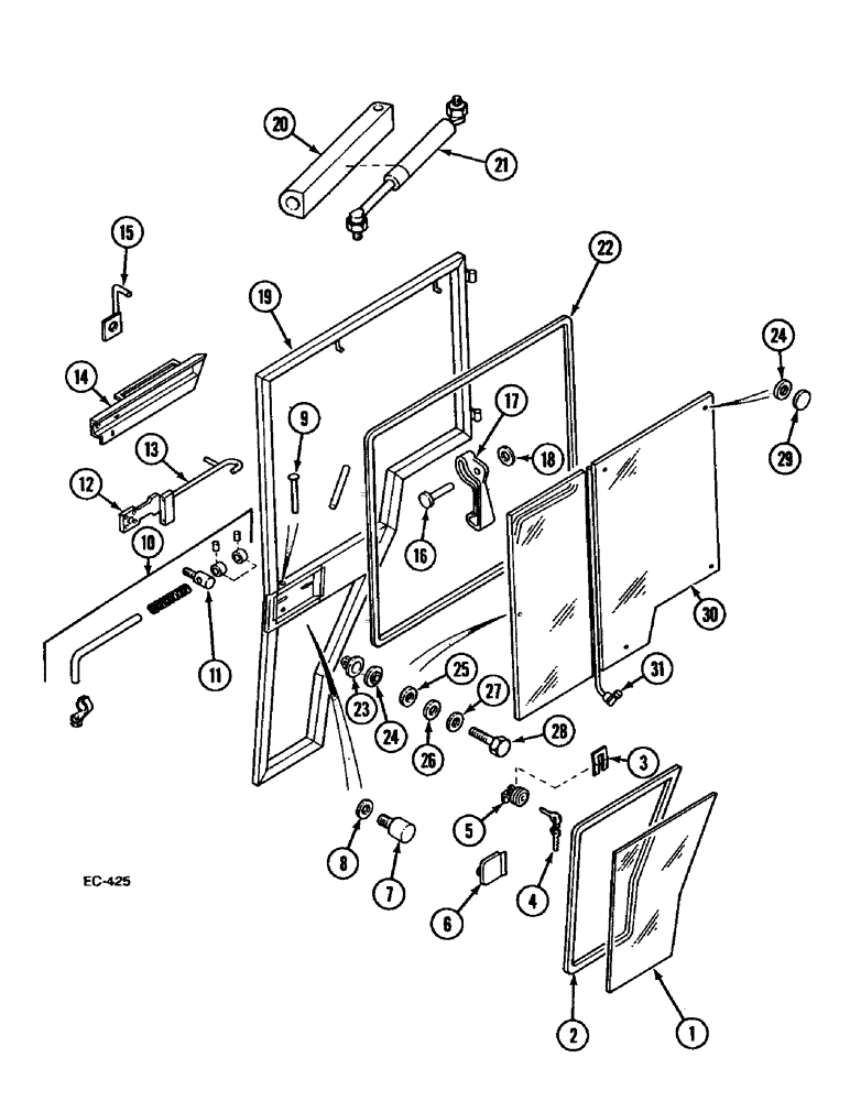 Схема запчастей Case IH 433 - (9-712) - DOOR ASSY., LH - STANDARD AND DELUXE 85 CAB (09) - CHASSIS/ATTACHMENTS