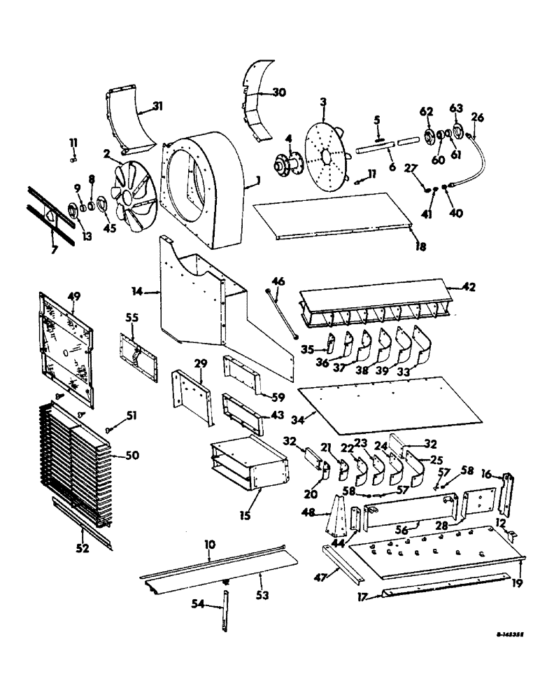 Схема запчастей Case IH 815 - (R-38) - SEPARATOR, FAN AIR DUCT, DEFLECTORS AND WINDBOARD Separation