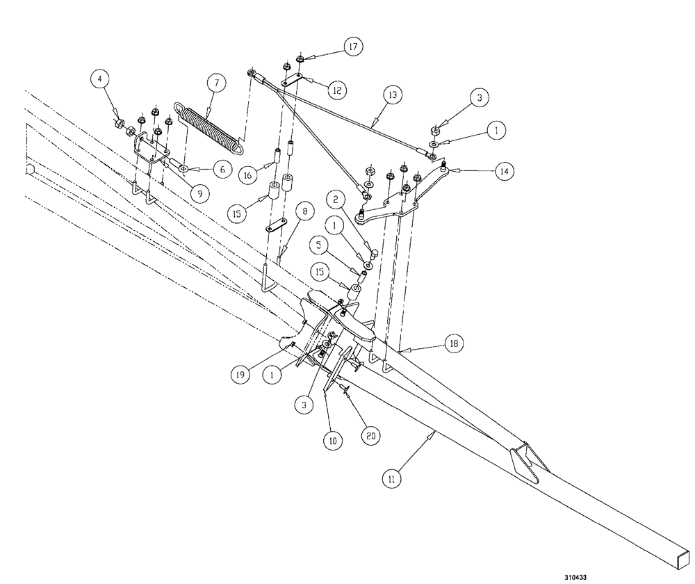 Схема запчастей Case IH SPX3200B - (133) - BOOM BREAKAWAY ASSEMBLY, RH - 90 (78) - SPRAYING