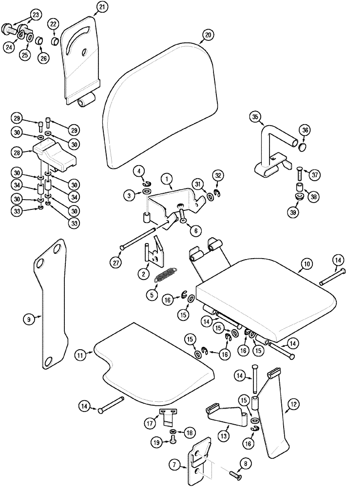 Схема запчастей Case IH MX135 - (09-60) - SEAT CO-WORKER (09) - CHASSIS/ATTACHMENTS