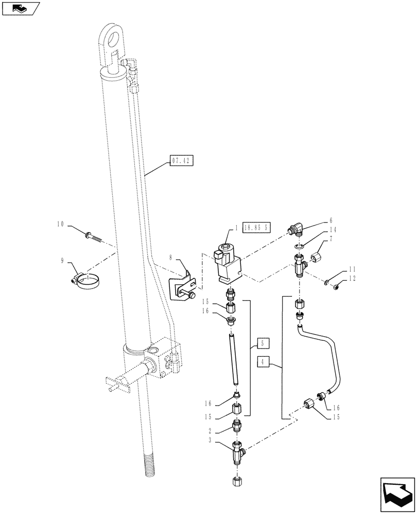 Схема запчастей Case IH RB464 - (18.85[2]) - DIA KIT, DENSITY CYLINDER SYSTEM BYPASS, HYDRAULIC VALVE & PIPES (18) - ACCESSORIES