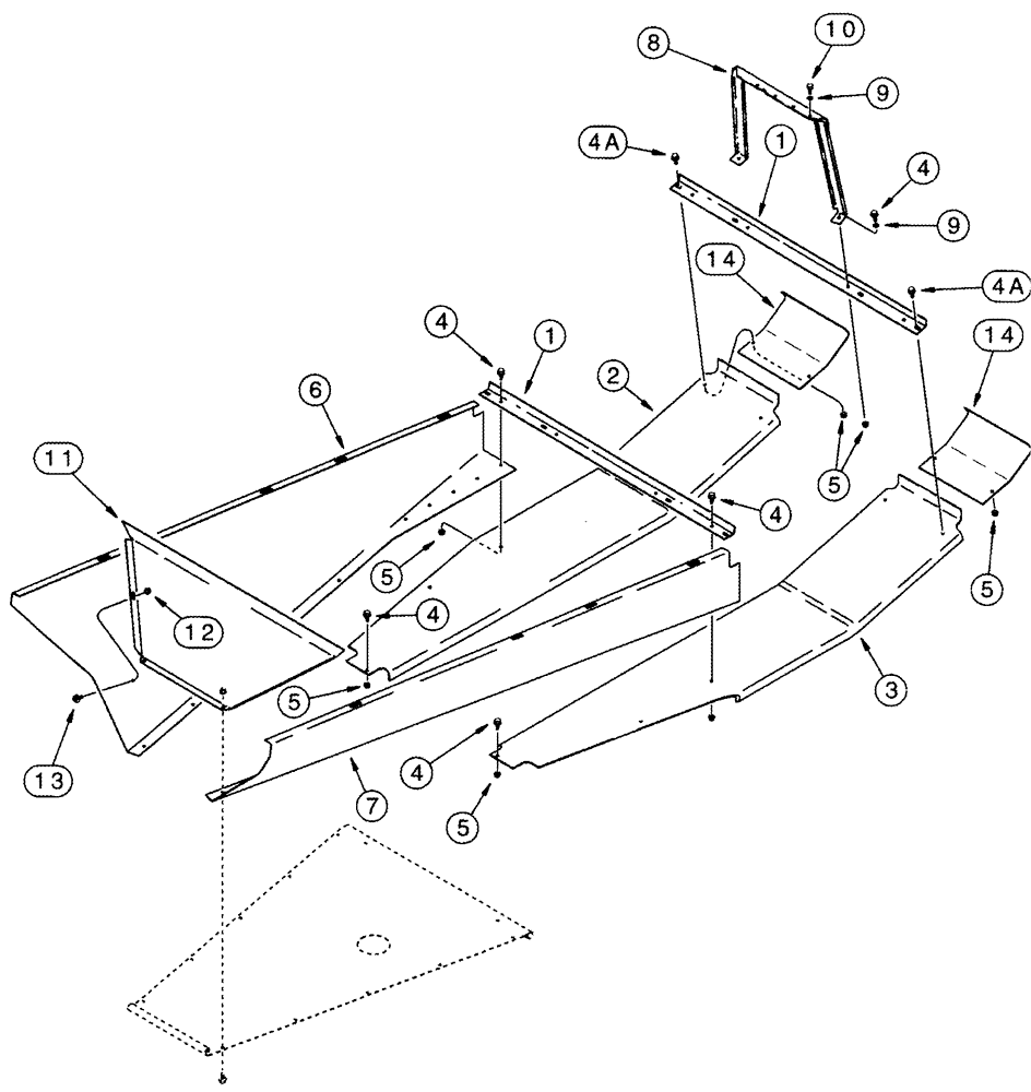 Схема запчастей Case IH 2555 - (09F-10) - PLANT TUNNEL ANGLE AND GUIDES (12) - CHASSIS