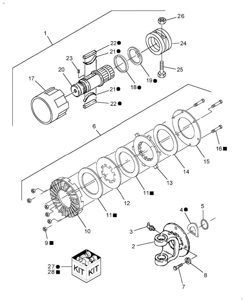 Схема запчастей Case IH DCX131 - (01.06) - COMPACT CLUTCH W/CLAMP & HUB (01) - PTO DRIVE SHAFT