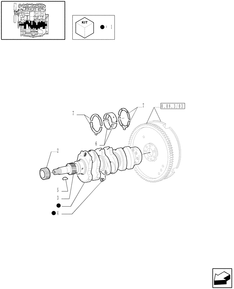 Схема запчастей Case IH JX70 - (0.08.0/03) - (VAR.319-747) TTF MOTOR TIER2 - CRANKSHAFT (01) - ENGINE