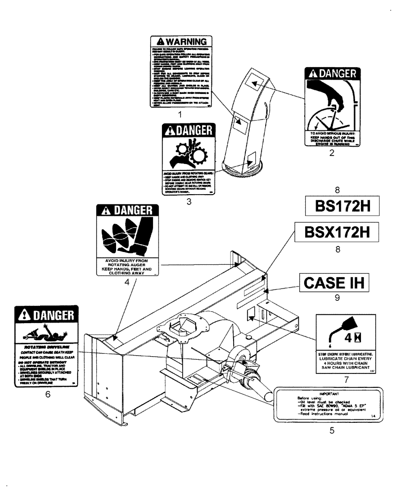 Схема запчастей Case IH BSX172H - (203.05) - DECALS - ENGLISH - 715339006 