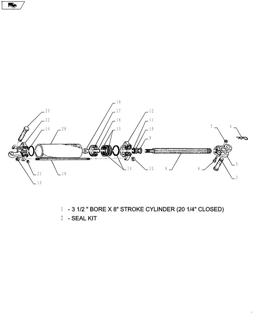 Схема запчастей Case IH TURBO-TIGER - (35.100.03) - HYDRAULIC CYLINDER ASSEMBLY (3 -1/2" X 8" CYLINDER) (35) - HYDRAULIC SYSTEMS