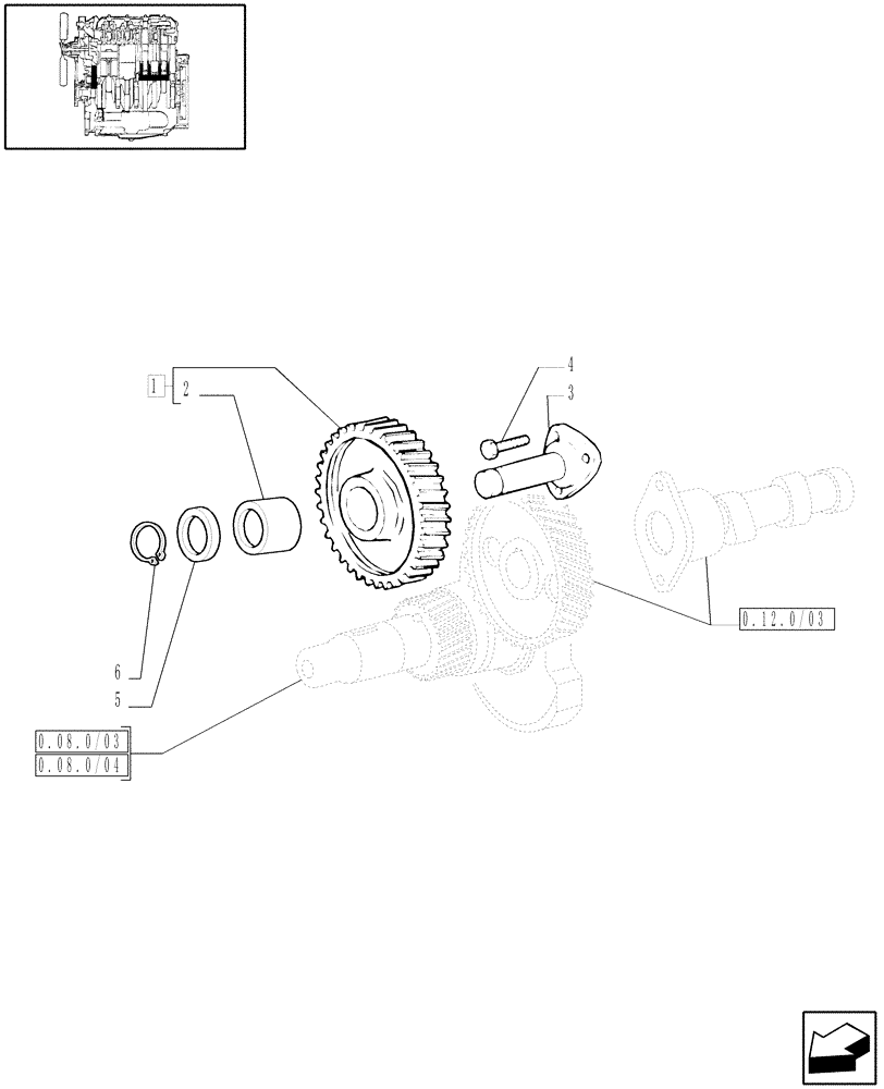 Схема запчастей Case IH JX70 - (0.10.0/01) - (VAR.319-747) TTF ENGINE TIER2 - CAMSHAFT DRIVE GEARS (01) - ENGINE