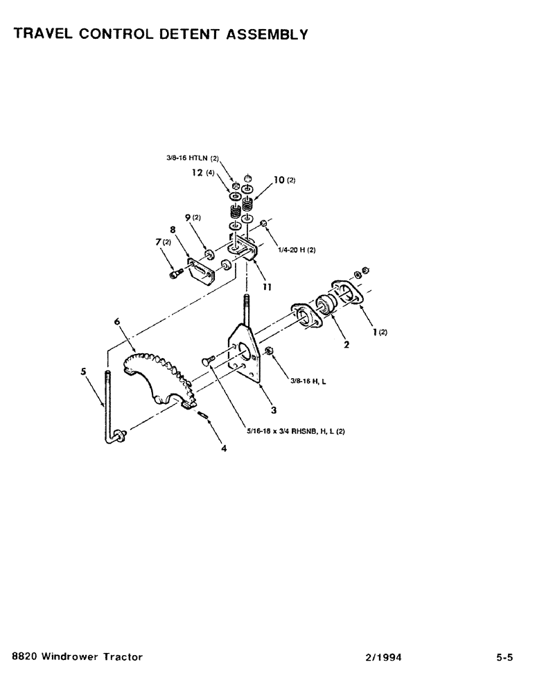 Схема запчастей Case IH 8820 - (5-05) - TRAVEL CONTROL DETENT ASSEMBLY (05) - STEERING