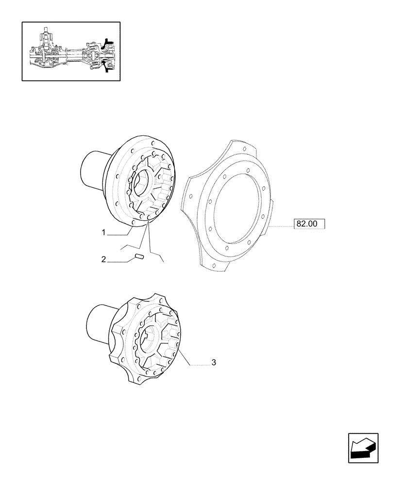 Схема запчастей Case IH JX70 - (1.40. 0/03) - 4WD FRONT AXLE - HUB (04) - FRONT AXLE & STEERING