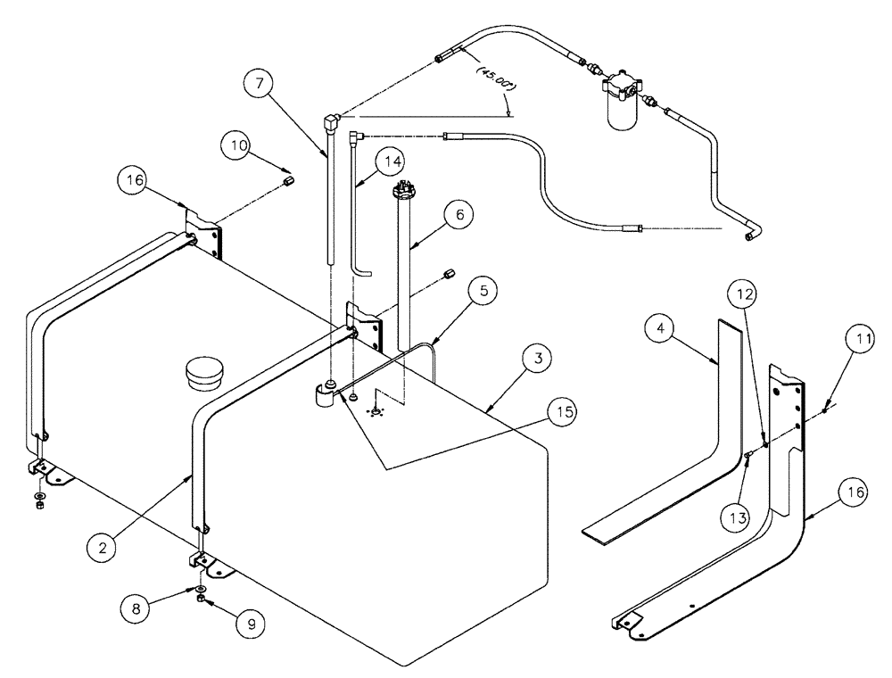 Схема запчастей Case IH FLX4375 - (02-013) - FUEL TANK GROUP (FLX4300) (01) - ENGINE