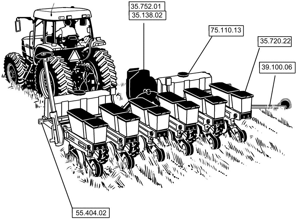 Схема запчастей Case IH 1220 - (00.000.02) - PICTORIAL INDEX - RIGID TRAILING PLANTERS (00) - GENERAL & PICTORIAL INDEX