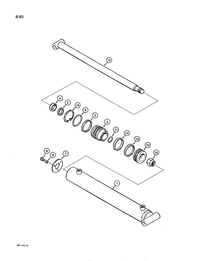 Схема запчастей Case IH 8600 - (8-50) - WING FOLD CYLINDER, 817675C91, 4 INCH (102 MM) ID (08) - HYDRAULICS