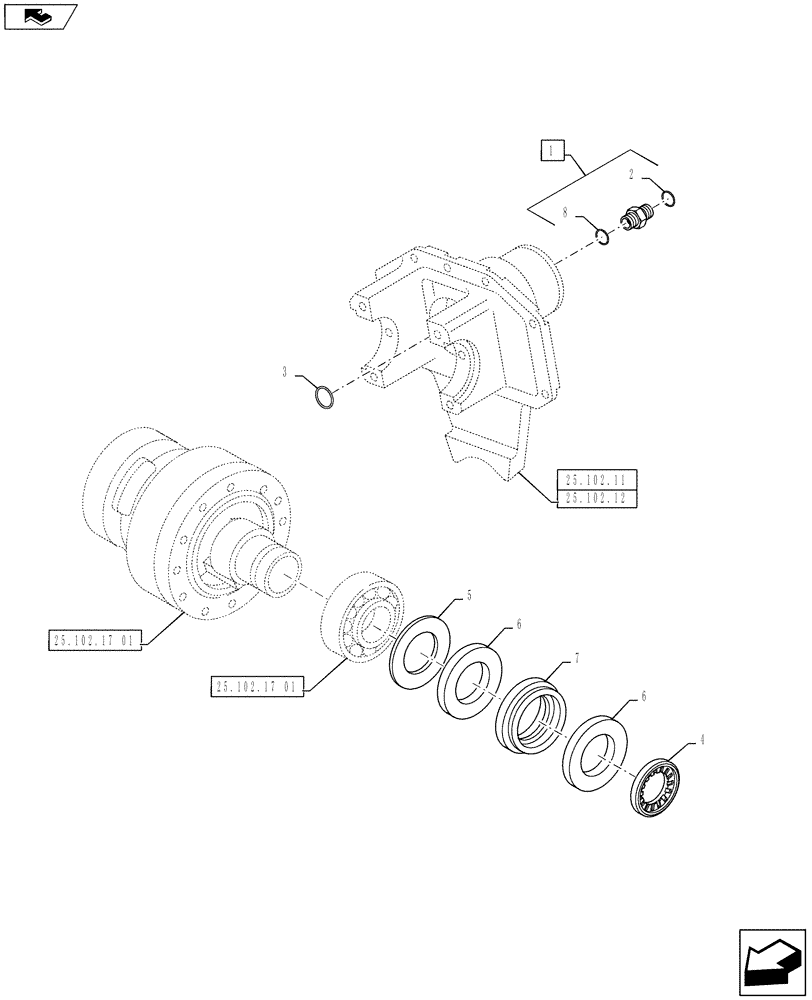 Схема запчастей Case IH PUMA 145 - (25.102.17[02]) - VAR - 330408, 330429, 330430, 390408 - CL.4 FRONT AXLE - DIFFERENTIAL (25) - FRONT AXLE SYSTEM