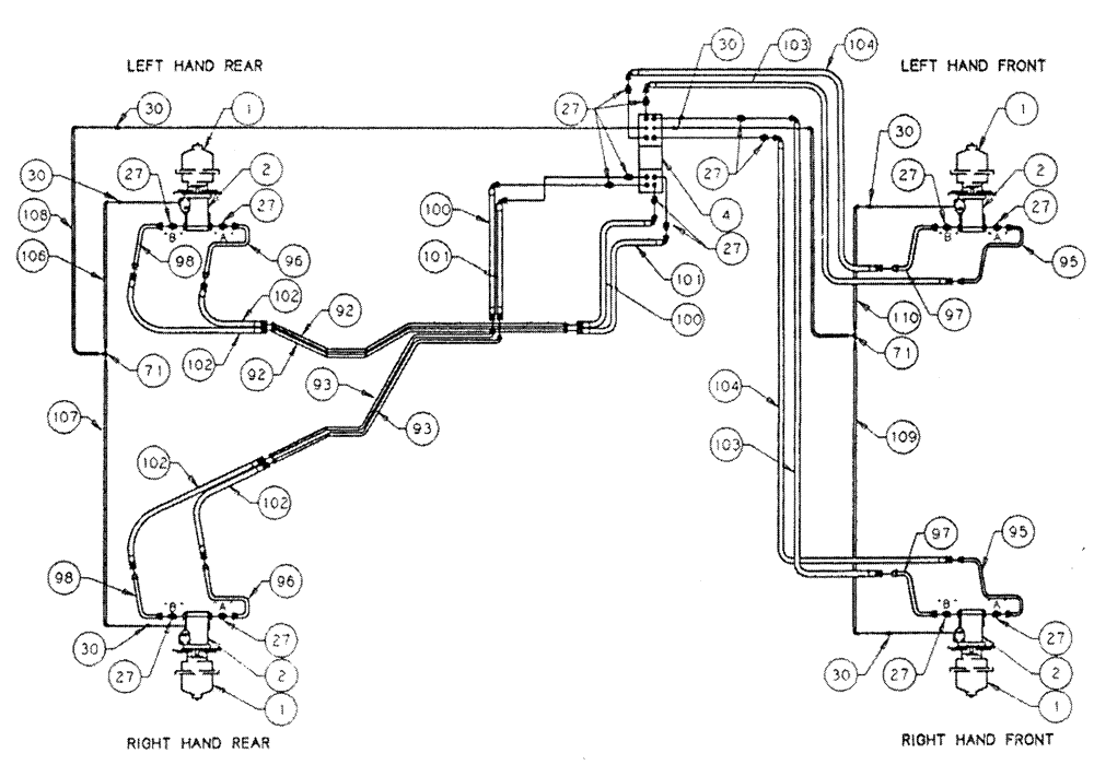 Схема запчастей Case IH PATRIOT - (06-001) - HYDRAULIC PLUMBING - WHEEL MOTORS Hydraulic Plumbing