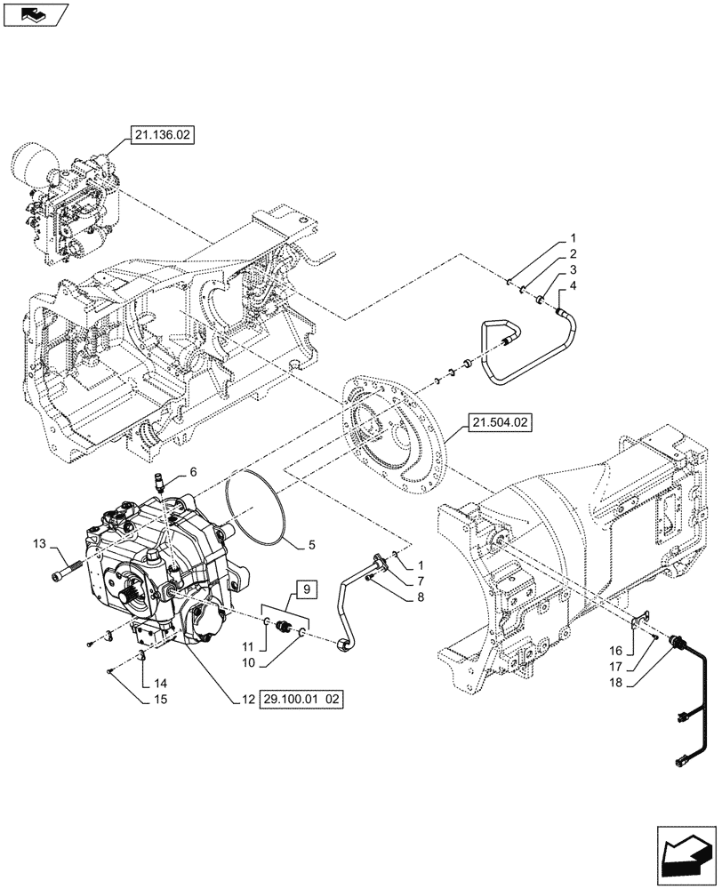 Схема запчастей Case IH PUMA 130 - (29.100.01[01]) - HYDROSTATIC TRANSMISSION (29) - HYDROSTATIC DRIVE