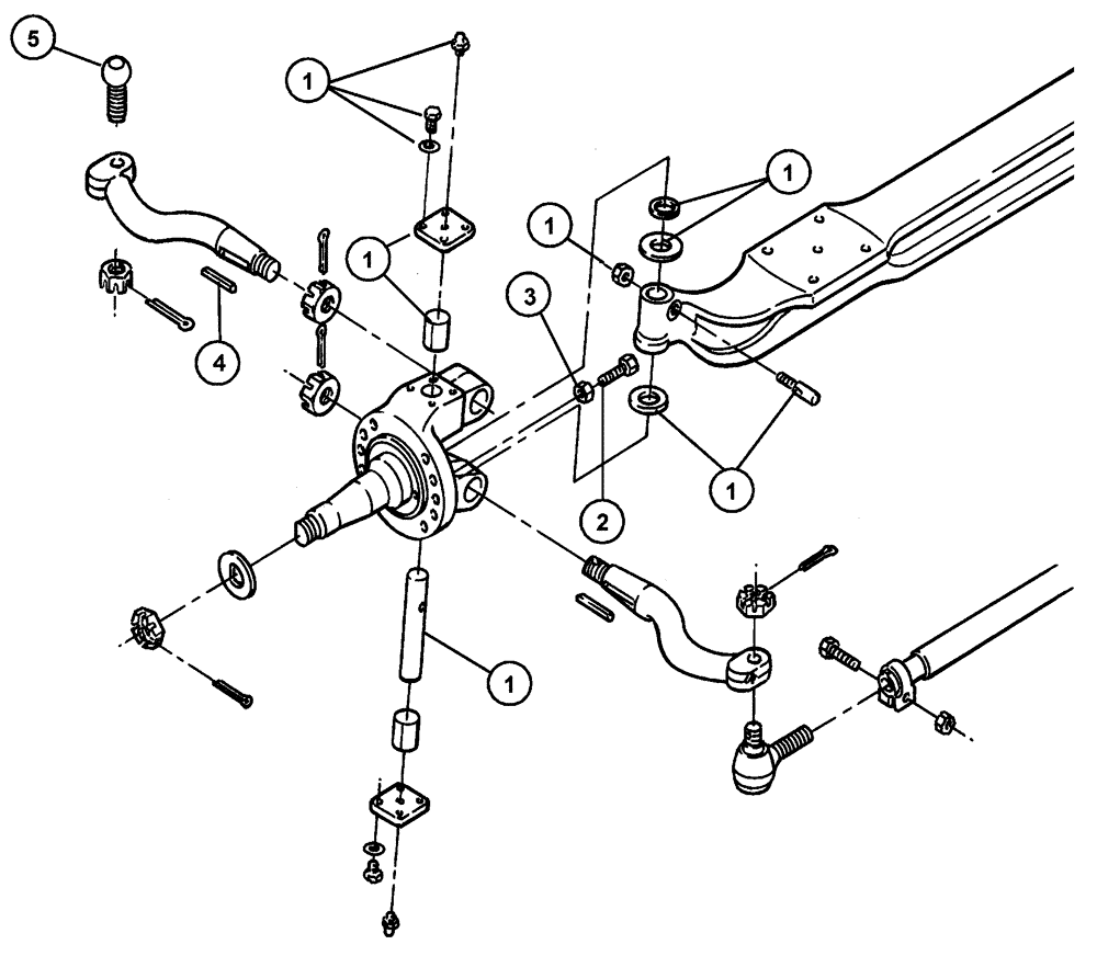 Схема запчастей Case IH 4330 - (04-002) - FRONT AXLE GENERAL AND KITS Frame & Suspension