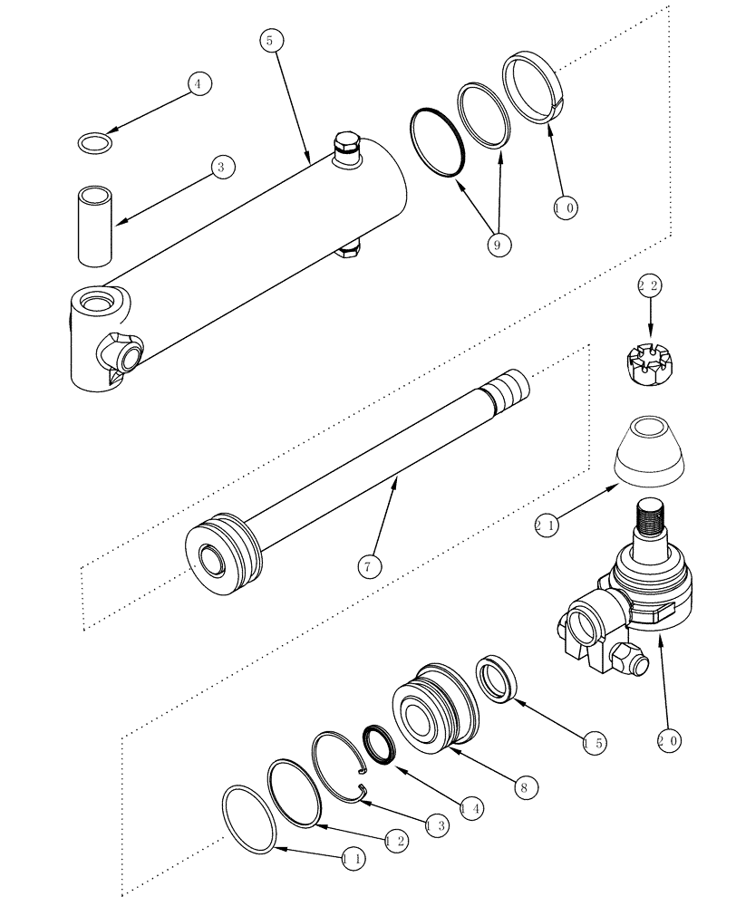 Схема запчастей Case IH MX240 - (05-20) - STEERING CYLINDER ASSEMBLY M.F.D., MX240, MX270 (05) - STEERING