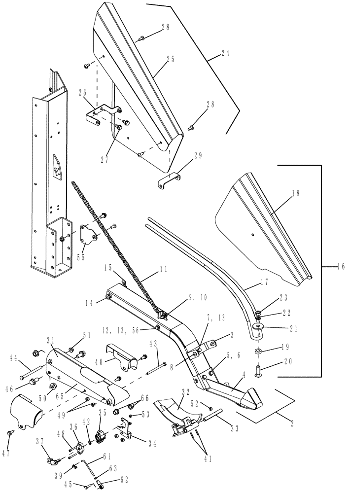 Схема запчастей Case IH 625 - (60.600.29) - NEW GENERATION PLANT LIFTER WITH ELECTRONIC HEADER HEIGHT CONTROL - RIGHT HAND, MODEL YEAR 2009 AND AFTER (60) - PRODUCT FEEDING