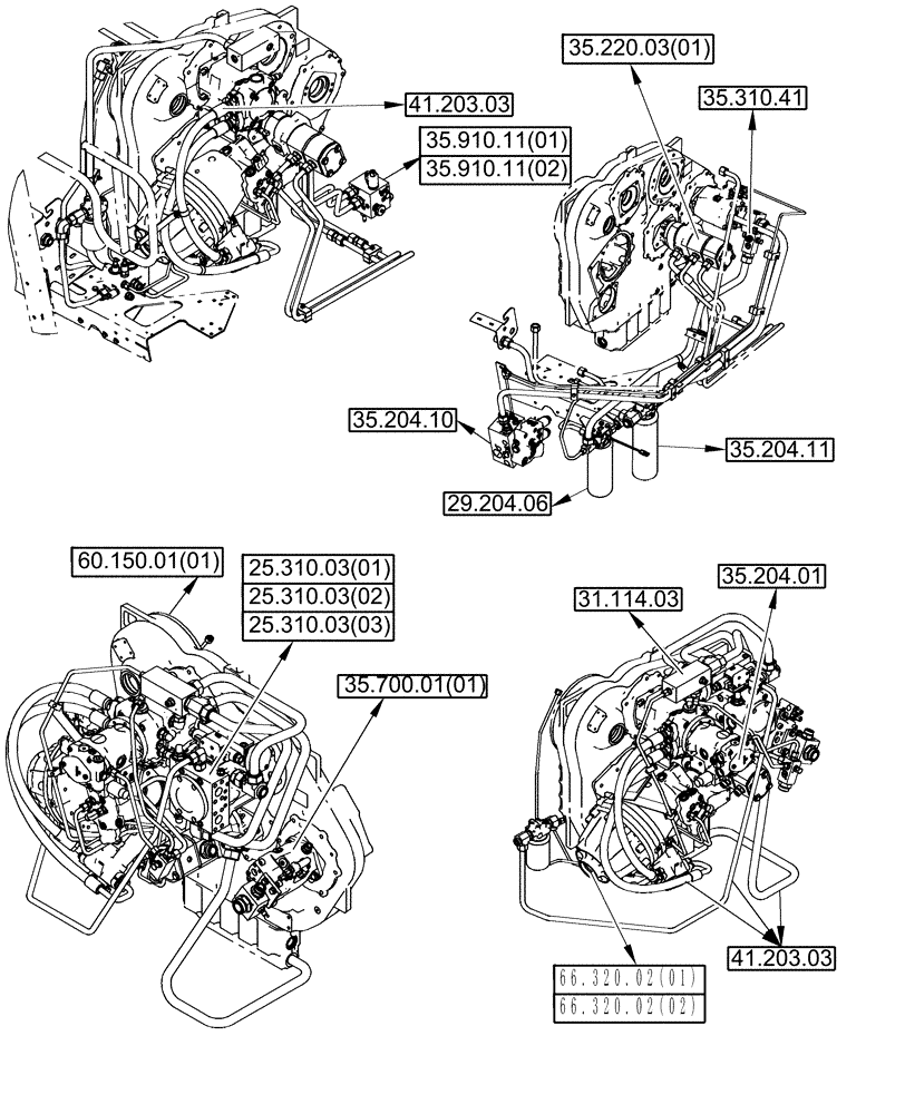 Схема запчастей Case IH 8010 - (00.000.35[01]) - PICTORIAL INDEX - HYDRAULICS, ENGINE GEARBOX (00) - GENERAL & PICTORIAL INDEX