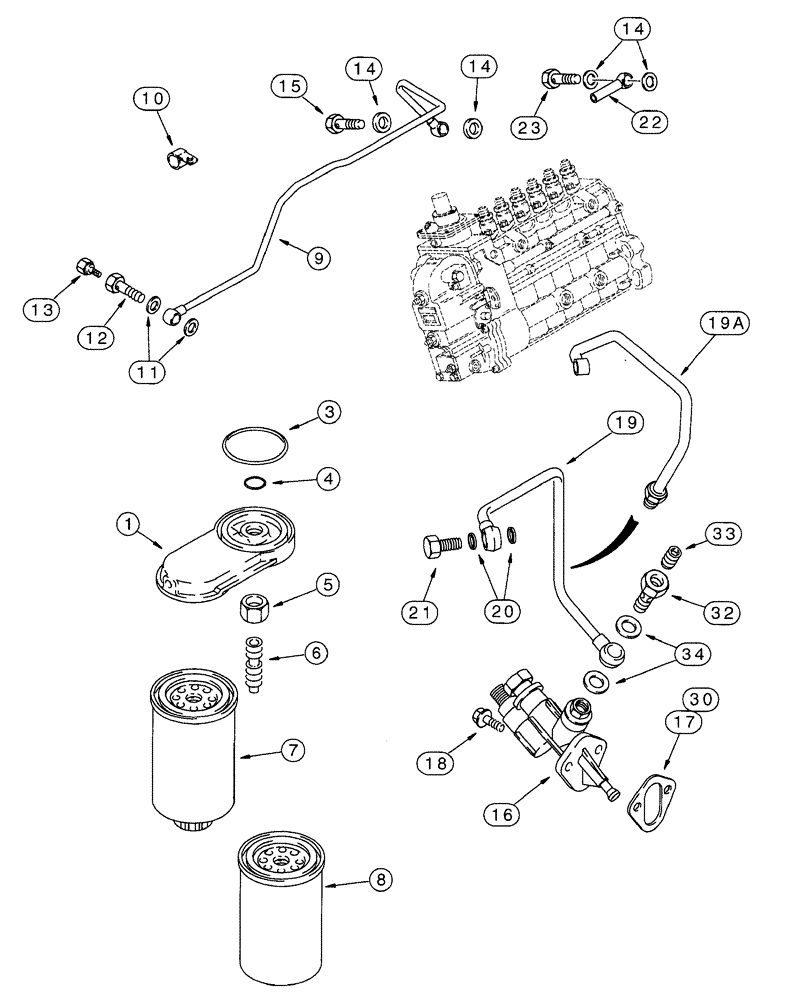 Схема запчастей Case IH 7220 - (3-010) - FUEL FILTER AND TRANSFER PUMP, 6T-830 EMISSIONS CERT, ENG, 7220 TRCTRS ONLY, P.I.N.JJA0064978 & AFTR (03) - FUEL SYSTEM