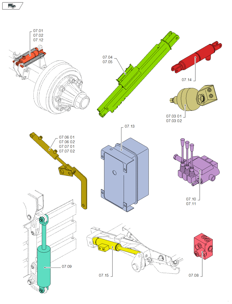 Схема запчастей Case IH LB433S - (07.00[01]) - PICTORIAL OVERVIEW 1/1 - HYDRAULIC SYSTEM (07) - HYDRAULIC SYSTEM