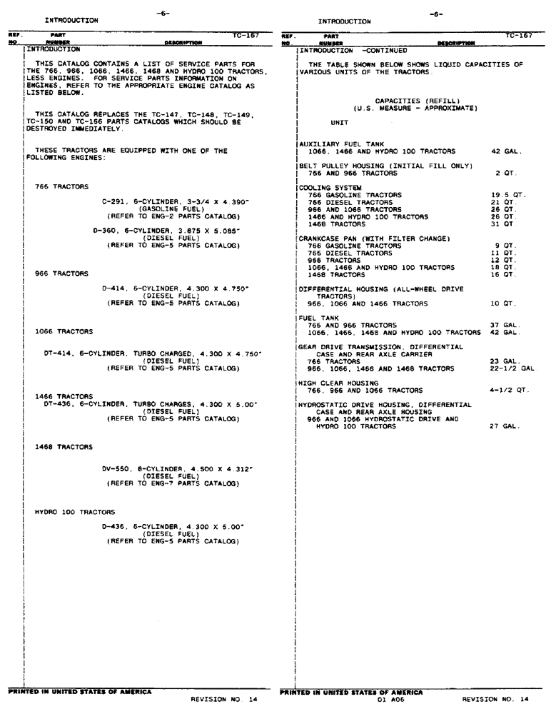Схема запчастей Case IH 966 - (01-6) - INTRODUCTION (00) - GENERAL