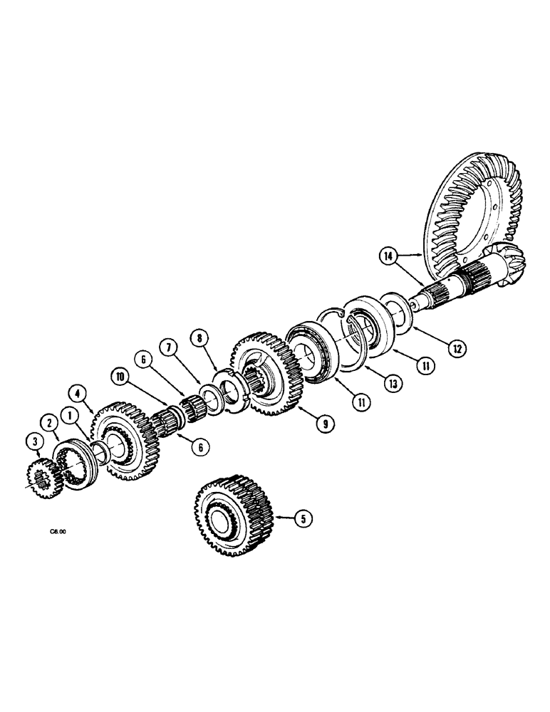 Схема запчастей Case IH 2150 - (6-036) - BEVEL GEAR SET (06) - POWER TRAIN