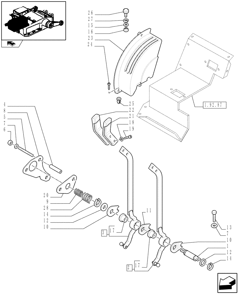 Схема запчастей Case IH FARMALL 90 - (1.82.5[01]) - LIFT CONTROLS - HANDLE AND LEVERS - L/CAB (07) - HYDRAULIC SYSTEM