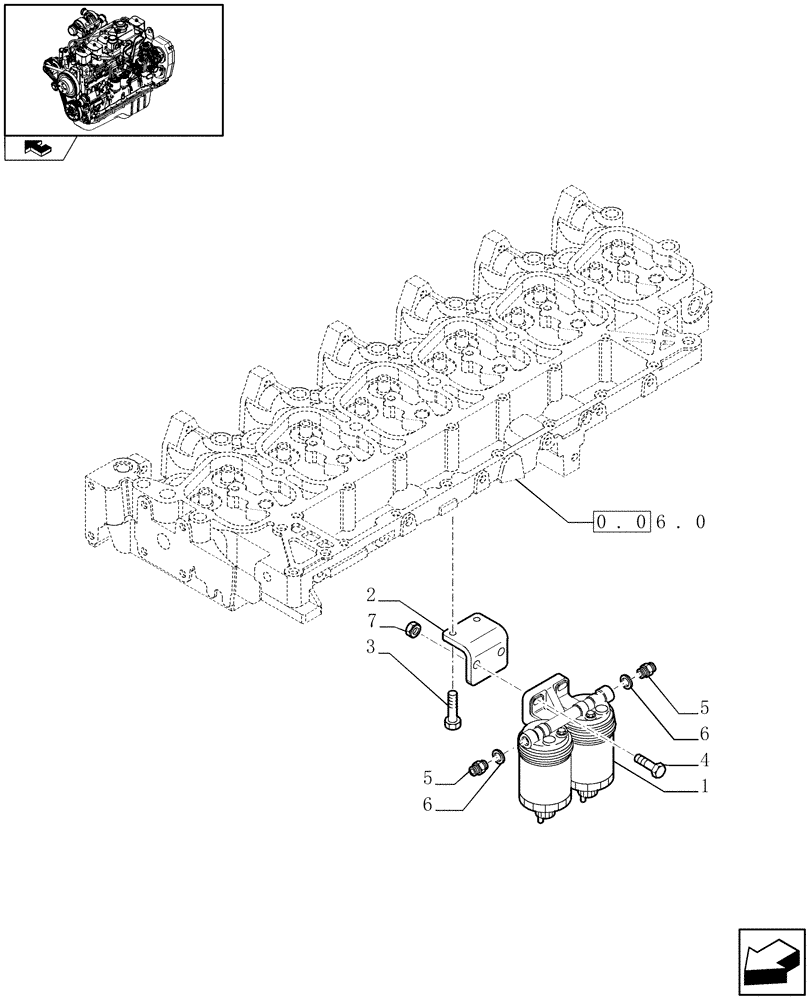 Схема запчастей Case IH F4GE9684R J600 - (0.20.0[01]) - FUEL FILTER (504069756) 