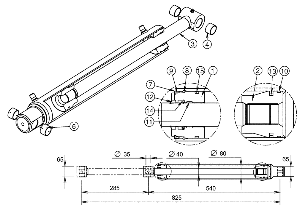 Схема запчастей Case IH LX720 - (35.100.BI[03]) - FLEXIGRIP 200 HYDRAULIC CYLINDER (35) - HYDRAULIC SYSTEMS