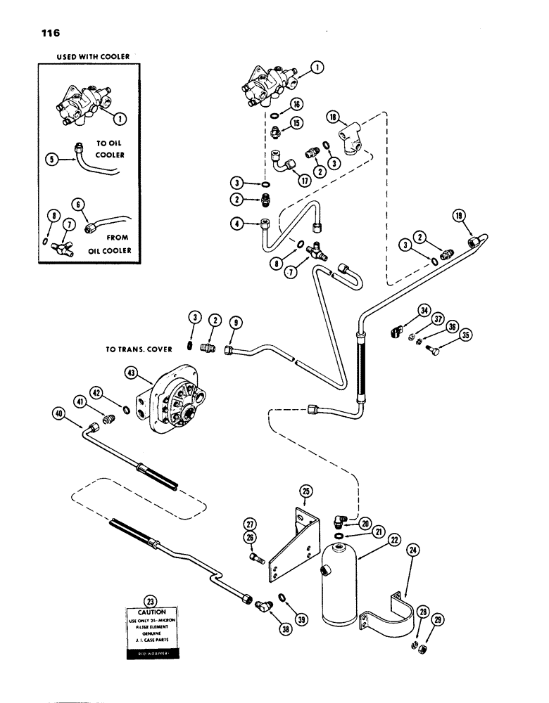 Схема запчастей Case IH 770 - (116) - HYDROSTATIC STEERING SYSTEM, WITH HYDRAULIC BRAKES, POWER SHIFT, 1ST USED TRAC. SER. NO. 8675001 (05) - STEERING