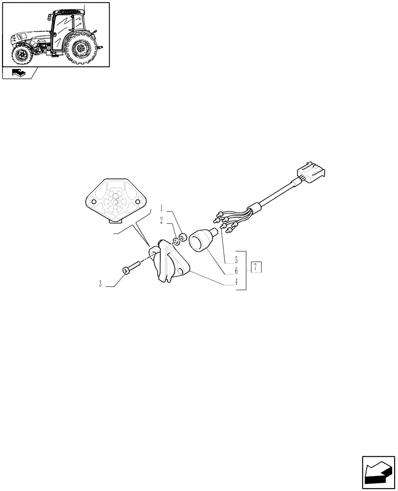 Схема запчастей Case IH FARMALL 95N - (1.75.4/06) - NA - 7-PIN TRAILER CONNECTOR (VAR.332745) (06) - ELECTRICAL SYSTEMS