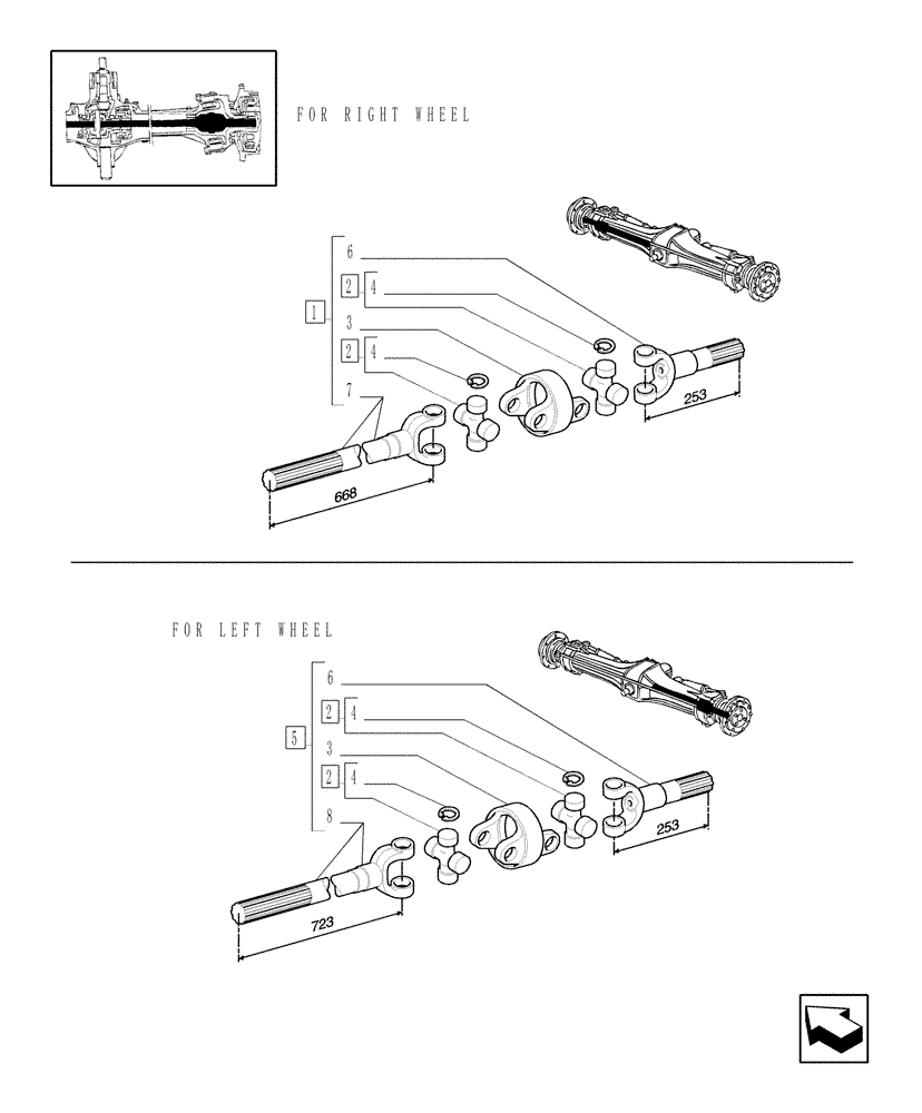 Схема запчастей Case IH MXM175 - (1.40.7/10C) - (VAR.463/1) 4WD FRONT AXLE WITH SUSPENSIONS, BRAKE, TERRALOCK, FPS - ARTICULATED HALF-AXLE (04) - FRONT AXLE & STEERING