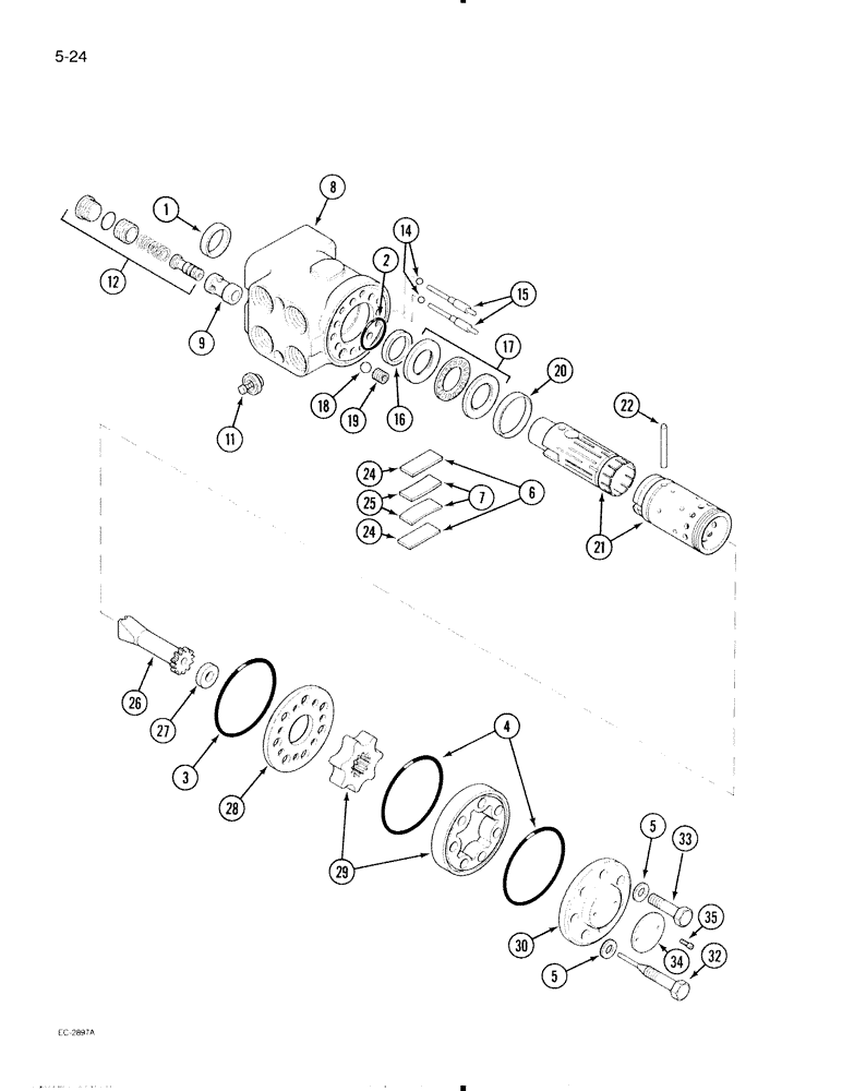 Схема запчастей Case IH 695 - (5-24) - POWER STEERING VALVE, DANFOSS OSPC 100 OR (05) - STEERING