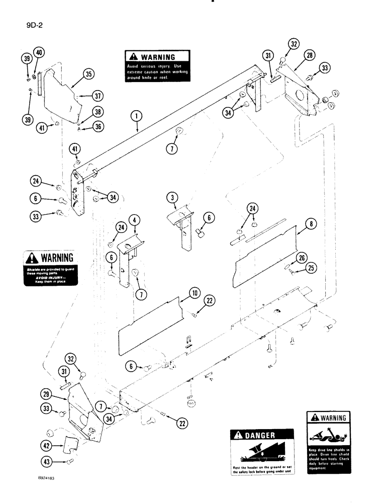 Схема запчастей Case IH 1020 - (9D-02) - MAIN FRAME, 15, 16-1/2, 17-1/2 AND 20 FOOT HEADER (58) - ATTACHMENTS/HEADERS