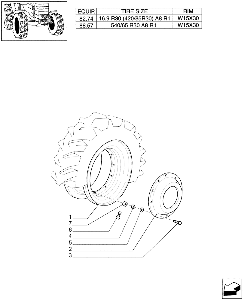 Схема запчастей Case IH MXM190 - (82.00[08]) - 4WD DRIVING WHEELS (11) - WHEELS/TRACKS