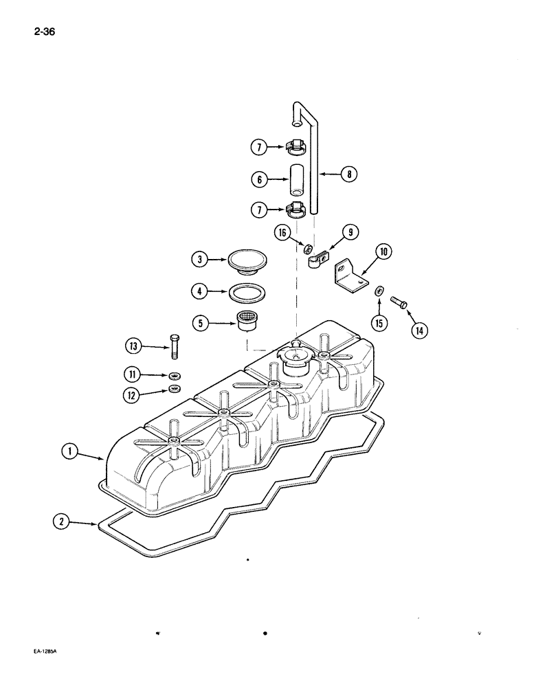 Схема запчастей Case IH 895 - (2-36) - VALVE HOUSING COVER (02) - ENGINE