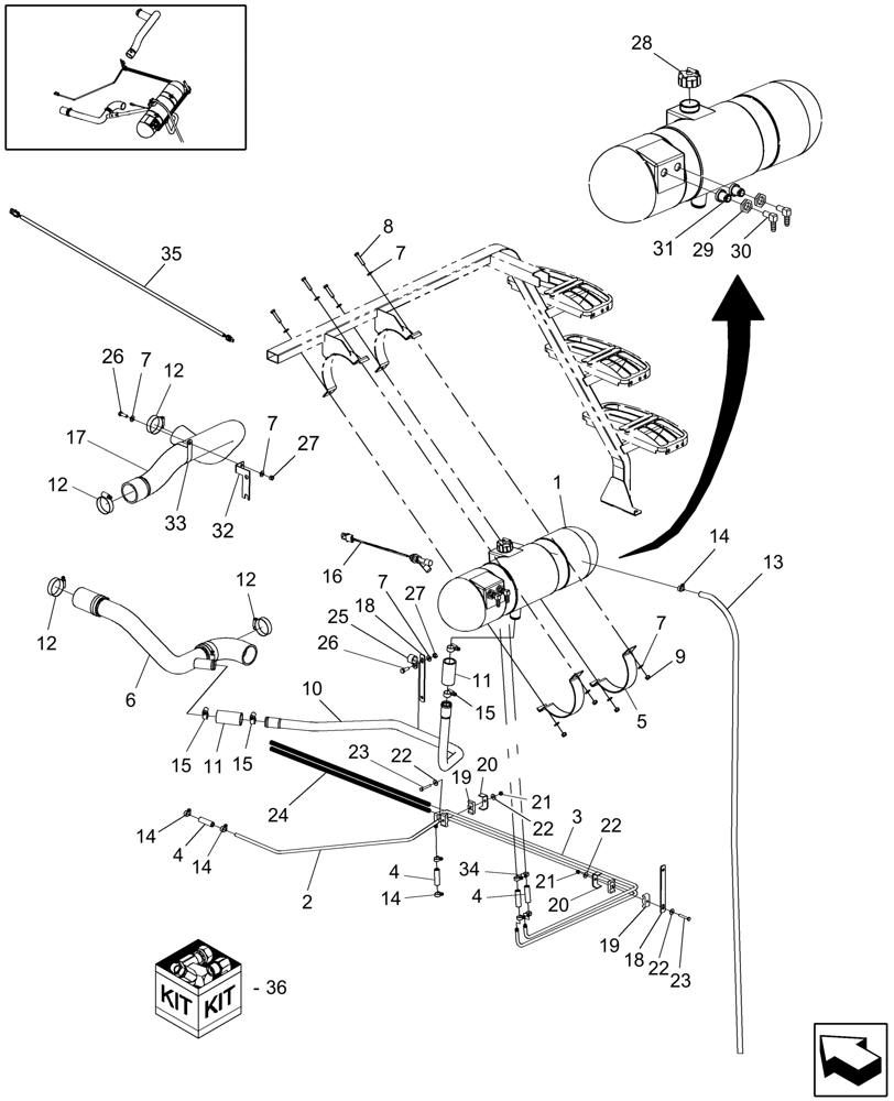 Схема запчастей Case IH AFX8010 - (B.50.A.36[3]) - COOLANT LINES - SINGLE PLANE UPGRADE KIT B - Power Production