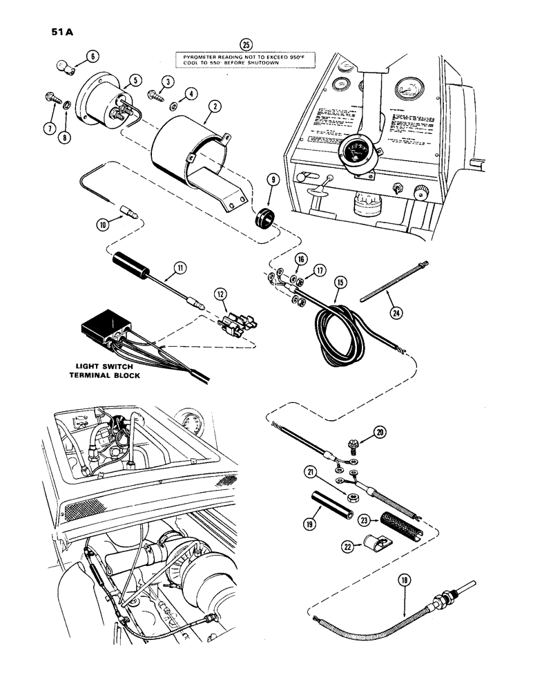 Схема запчастей Case IH 1170 - (051A) - PYROMETER ATTACHMENT (04) - ELECTRICAL SYSTEMS