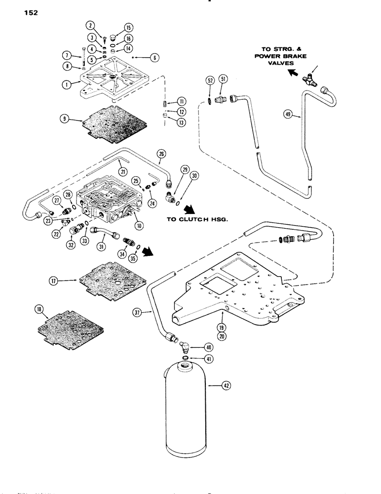 Схема запчастей Case IH 1090 - (152) - TRANSMISSION CONTROL VALVE, COVERS, GASKET AND TUBES, POWER SHIFT (06) - POWER TRAIN