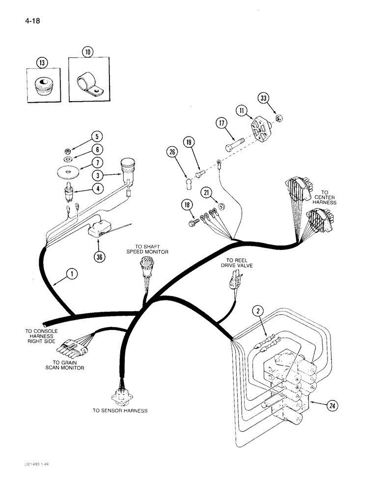 Схема запчастей Case IH 1640 - (4-18) - CONSOLE HARNESS, LEFT SIDE, P.I.N. JJC0097190 AND AFTER (06) - ELECTRICAL