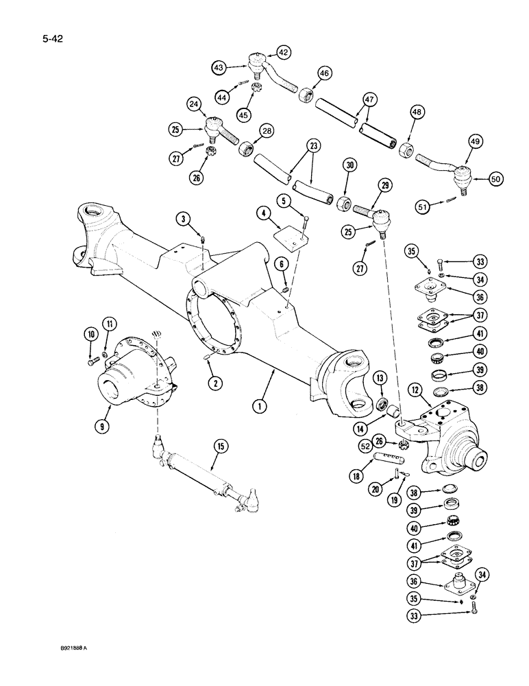 Схема запчастей Case IH 7150 - (5-042) - FRONT AXLE HOUSING, STEERING KNUCKLE AND TIE ROD, MFD TRACTOR (05) - STEERING